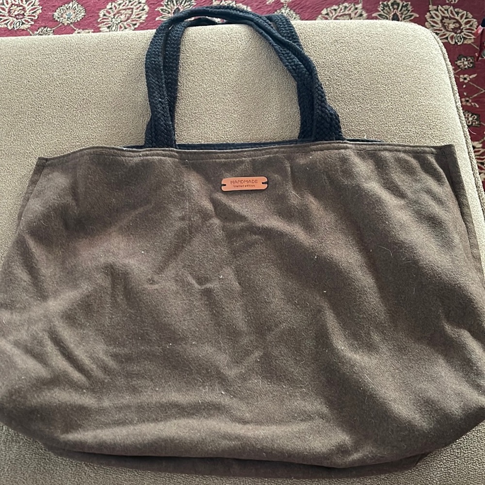 Handmade Limited Edition Dark Green/Black Tote Large Bag Shoulder